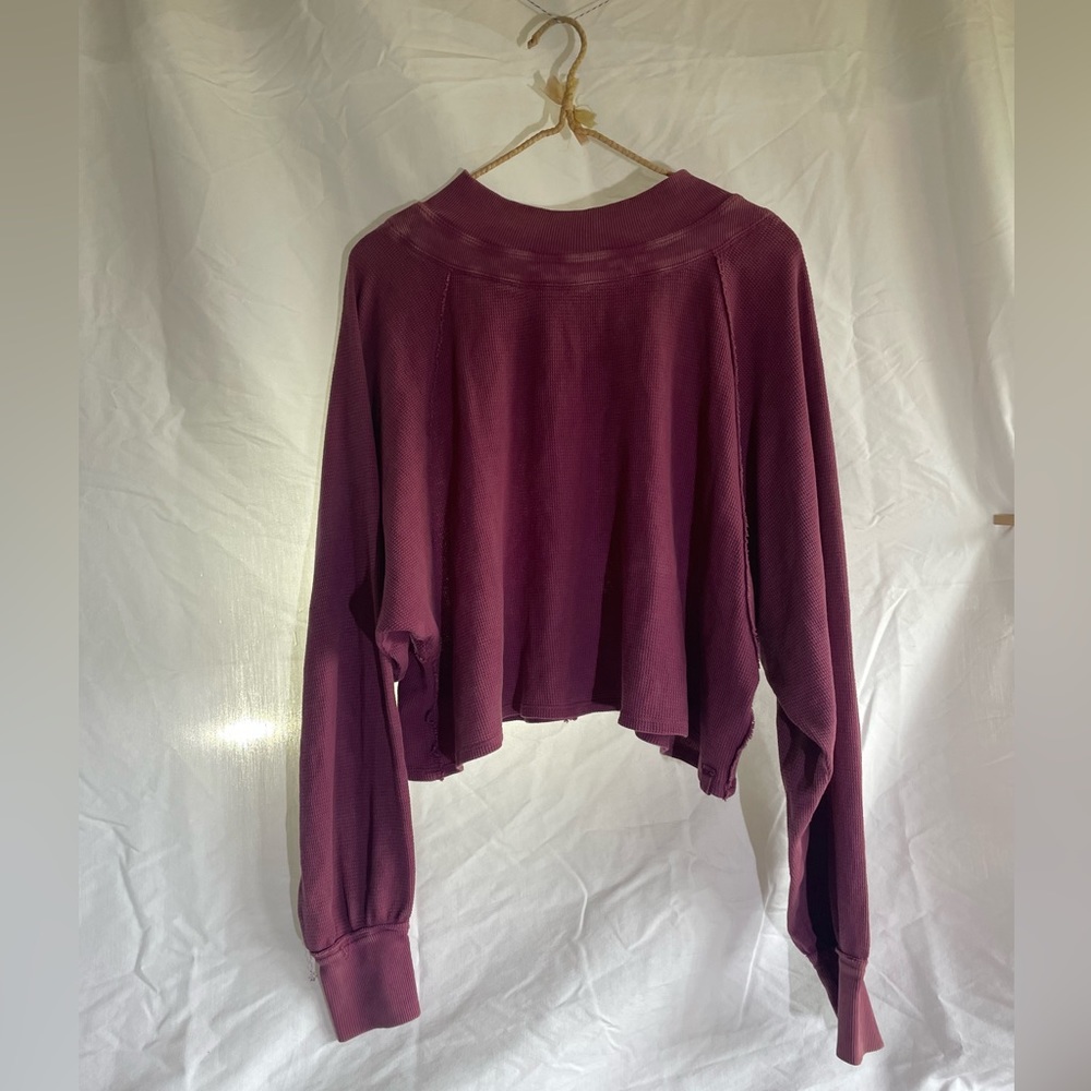 Free People, FP red long sleeved blouse. Like new, barely worn